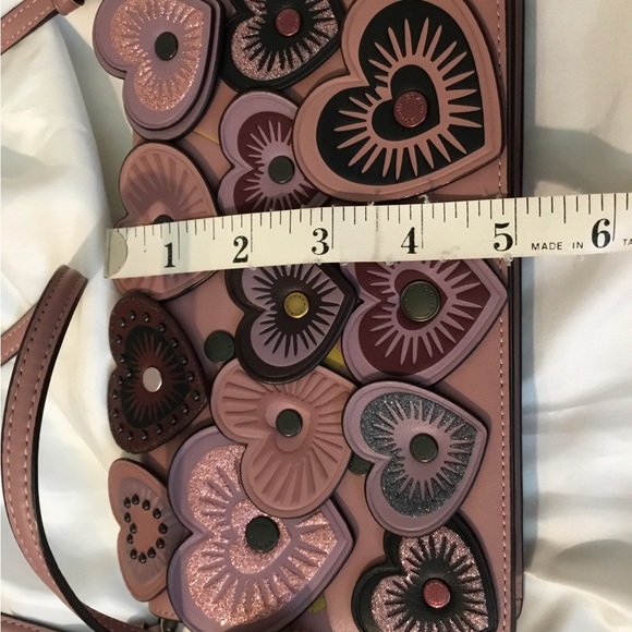 NWT Coach Dusty Rose Heart Fold-over Crossbody Clutch & RARE Matching Wallet Set - Picture 9 of 16